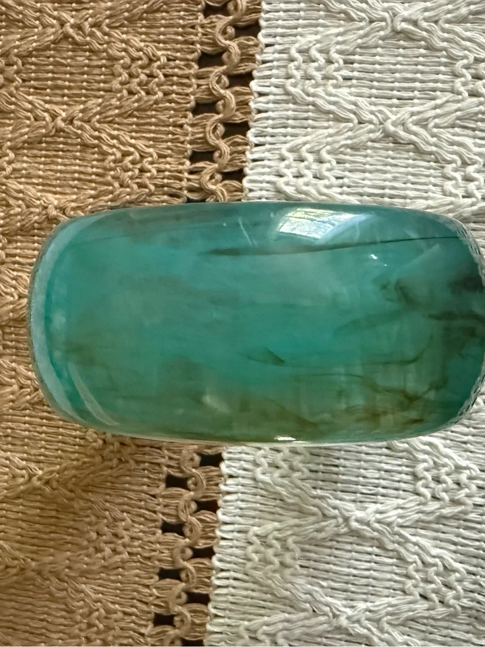 Turquoise Resin Bangle Bracelet - Teal Blue Statement Cuff